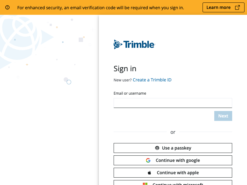Trimble Log In Modus 2.0 Blueprint